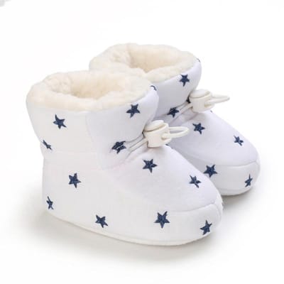 Winter baby katoenen schoenen 0-1 jaar oud zachtzool baby sneeuwlaarzen voor mannen en vrouwen roze hartjes Bottom length 11CM/74g white