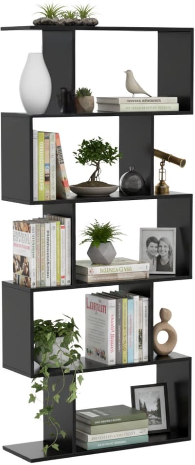 Zenzee - Boekenkast – Vakkenkast – Roomdivider – Opbergkast - Wandkast - Zwart - 158x70x24cm