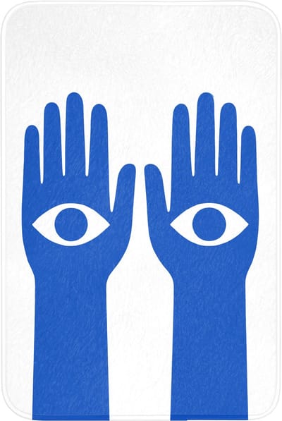 Badmat 60x90 cm - Antislip - Handen - Twee - Ogen - Blauw - Badmatten voor badkamer - Badkamermat - Douchemat - Badkamer mat