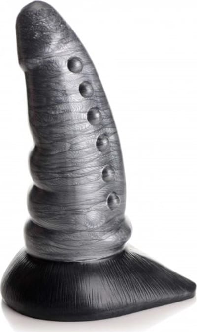 XR Brands Beastly - Toelopende Hobbelige Siliconen Dildo silver
