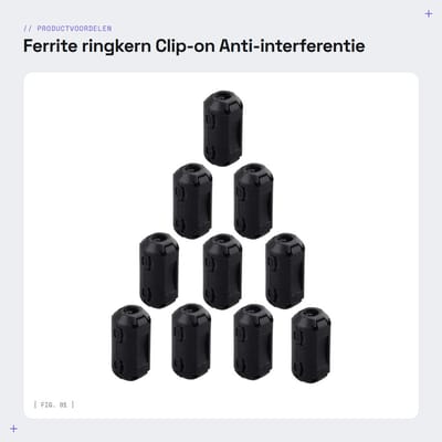 Dailygoods - Ferrite ringkern - Clip-on - Anti-interferentie - Hoogfrequente filter - RFI EMI geluidsreductie - 5mm binnendiameter - Kabelclip - Zwart...