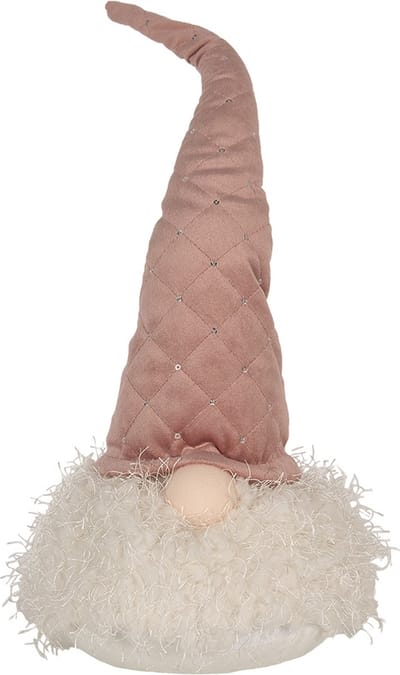 Clayre & Eef Kerstdecoratie met LED-verlichting Kabouter 44 cm Roze Synthetisch
