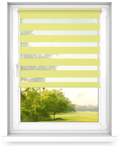 time4blinds dag en nacht dubbel rolgordijn mini - raamrolgordijn dag en nacht - rolgordijn zonder boren - zonwering - rolgordijnen voor slaapkamers - 400x1000mm – Geel – Linkszijdig