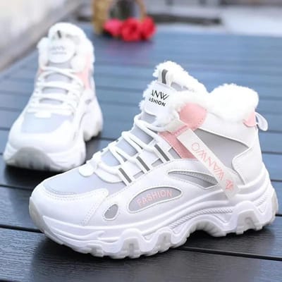 Plus 42 Winter Dames Sneakers Platform Gevulkaniseerde Schoenen Mode Plus Fluweel Warm Casual Hardloopschoen voor Vrouw Vrouwelijke Laarzen 42 gray