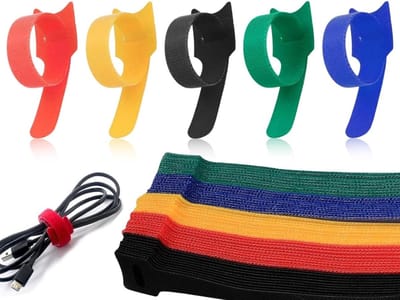 E-Ambar - Verpakking met 100 nylon kabelbinders, verstelbare organizer-riem, zelfklevend (kleurrijk).