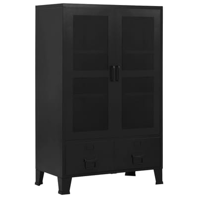 vidaXL - Kantoorkast - met - gaasdeuren - industrieel - 75x40x120 - cm - staal - zwart