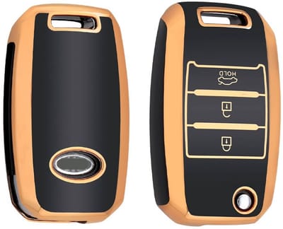 Autosleutel Hoesje geschikt voor Kia - Sleutelcover - TPU Cover Sleutelhoes - Accessoires - goud