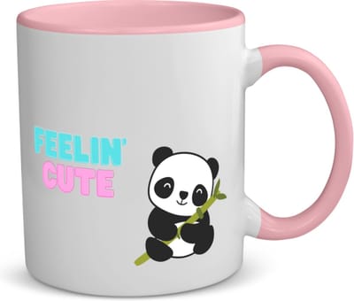 Akyol - feelin cute panda koffiemok - theemok - roze - Panda - panda liefhebbers - verjaardag - dieren liefhebbers - cadeau - kado - geschenk - verjaardagscadeau - 350 ML inhoud