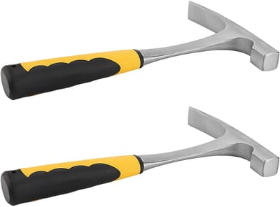 Dailygoods - 2 Pack 24oz bakstenen hamer, platte kop Rock Pick Hammer met schokreductie Grip, verchroomde geologische hamer, dubbele kop metselwerk hamers voor mijnbouw, prospecting