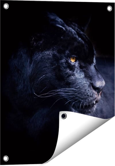 Gards Tuinposter Zwarte Panter - 40x50 cm - Tuindoek - Tuindecoratie - Wanddecoratie buiten - Tuinschilderij