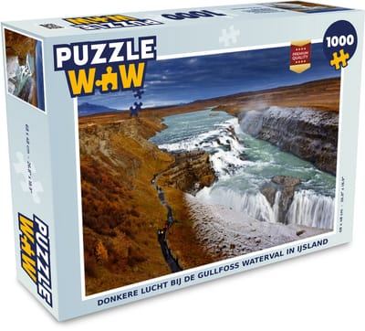 Puzzel Donkere lucht bij de Gullfoss waterval in IJsland - Legpuzzel - Puzzel 1000 stukjes volwassenen