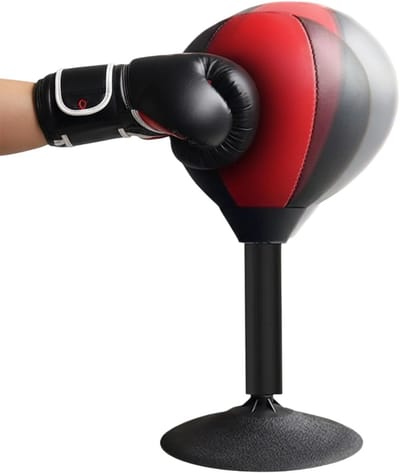 Bureau-bokszak voor volwassenen, fitnessapparaat met zuignap, boksbal voor het bureau voor ontspanning, voor vrouwen, mannen, thuis, gym, werkplek, speelkamer, school en muur