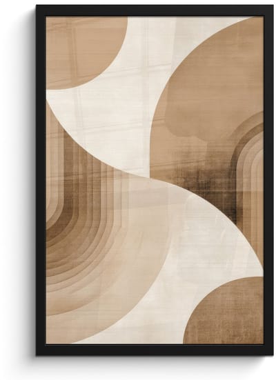 Poster in lijst - Fotolijst 40x60 cm - Posters - Retro - Geometrische lagen - Aardetinten - Posterlijst zwart - Decoratie - Wanddecoratie woonkamer - Muurdecoratie slaapkamer