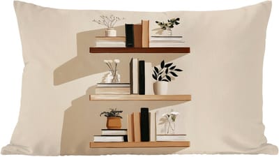 Sierkussens - Kussentjes Woonkamer - 60x40 cm - Plankjes - Boeken - Vaasjes - Planten