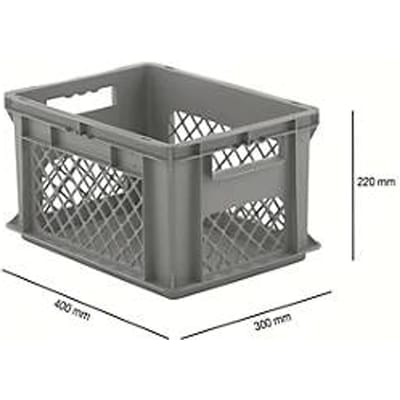 Eurobox serie EF 4221, van PP, inhoud 20,4 l, geperforeerde wanden, open handgreep, grijs