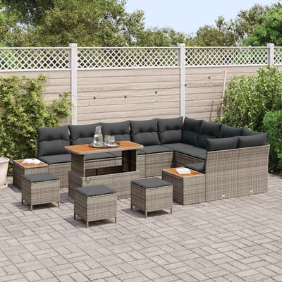 vidaXL - Tuinbank - Set - 13 - st - 12-Aantal - zitplaatsen - Grijs - Poly - rattan