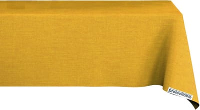 Protecttable - Tafelzeil Linnenlook Butter Yellow 140x50cm - Tafelkleed Afwasbaar - Kunststof