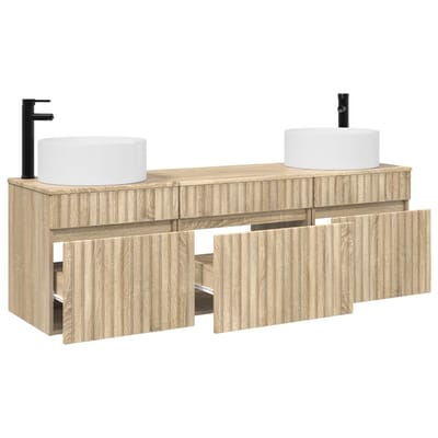 vidaXL - Badkamerkast - set - 3 - st - Sonoma - Eiken - 49 - x - 44,5 - x - 65,5 - cm