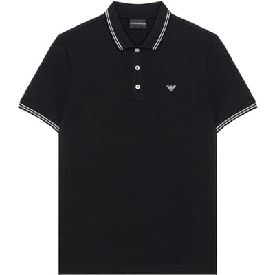 Emporio Armani Chemise Polo Décontractée à Manches Courtes Rayée Unie Homme Hauts Noir 8N1F30-1JPTZ-0999 M gray