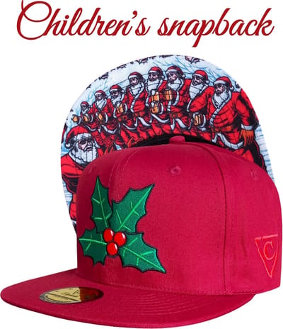 Capiche® Kerst Kinder Snapback – LIMITED EDITION – Kerstmannen Koor – Rood – Kerst Pet Kind – Kerst Baseball Pet – Mistletoe Logo – Santa's Choir – Kindermaat