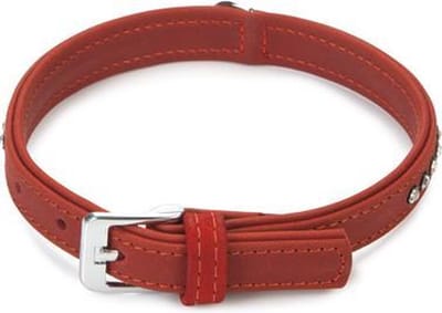 Beeztees Buffalo Strass - Hondenhalsband - Rood - 30-36 cm x 17 mm
