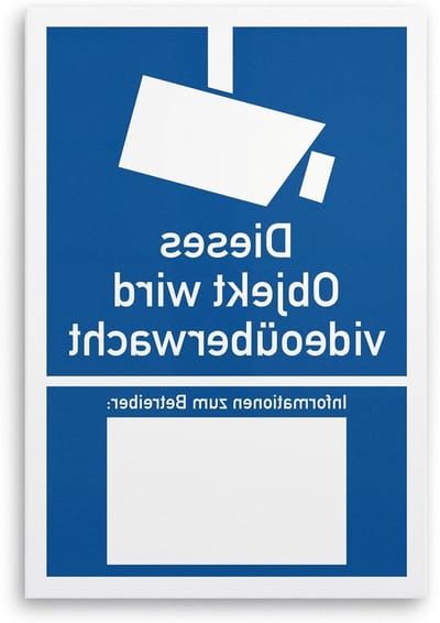 Waarschuwingsbord - Videobewaking bord - Veiligheid informeren - Conform DIN 33450 - 20 x 30 cm - Wit