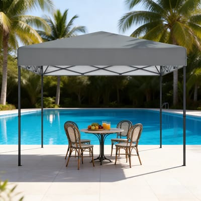 Pop-Up Paviljoen 3x3m - Waterdicht - Winterbestendig - Stabil - UV-Bescherming - Opvouwbaar Paviljoen - Stalen Frame - Partytent - Voor Tuin, Camping, Feest, Bruiloft En Binnenplaats - Hoogte Verstelbaar 240-260cm - Grijs - NAIZY