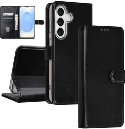 TUNIQ Book type case - Galaxy S26 Plus - Zwart - Magnetische sluiting - Card holder voor 3 kaarten