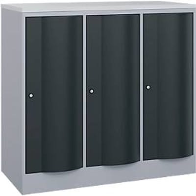 C+P Garderobekast Resisto, 3 vakken, 3 legborden, B 1148 x D 540 x H 1077 mm, blank aluminium/antracietgrijs