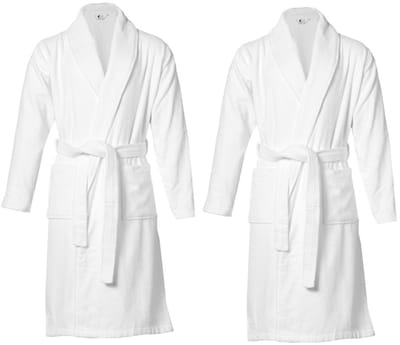 G Exclusive - 2 unisex badjassen - sauna badjas - hotel kwaliteit - 100% katoen - velours buitenkant - badstof binnenkant - voordeelverpakking -maat S/M