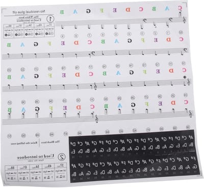 Piano Keyboard Stickers - Muzieknoten Labels - Muziek Leren - Zelfklevend - 25x23.5cm - Assorti