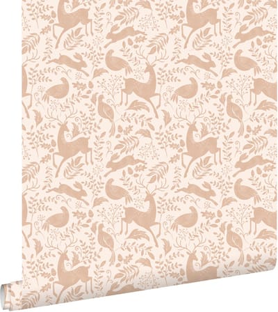 ESTAhome behang bos met bosdieren licht terracotta - 50 x 900 cm - 139530