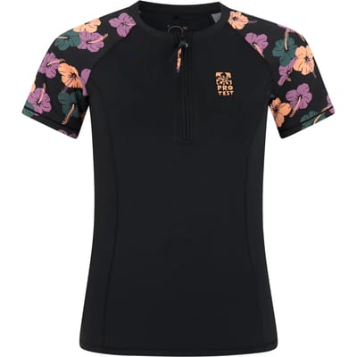 Protest PRTNautic - UV Shirt Korte Mouw Dames - Korte mouwen - Ronde hals - Normale pasvorm - Zwart