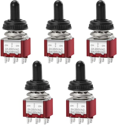 Dailygoody - Mini Toggle Switch - ON-OFF-ON - Set van 5 - Rood - 6 Polig - Geschikt voor panelmontage - 250V