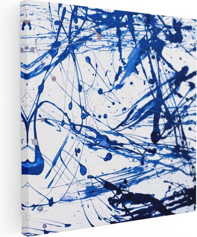 Artaza Canvas Schilderij Abstract - 30x30 cm - Klein - Wanddecoratie Woonkamer - Muurdecoratie Verfspetters - Kamer Accessoires