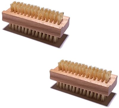 Allecto - Beukenhouten Nagelborstels - Dubbele Kant - Bamboe Handvat - 2-Pack - Perfect voor Nagelverzorging - Duurzaam en Milieuvriendelijk - Gesc...