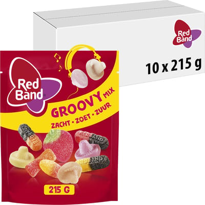 Red Band snoepmix Groovy - snoep - zacht - zoet - zuur - 10x215g
