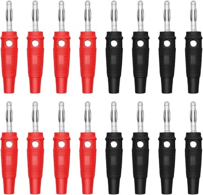 Banaanstekkers Set - Luidspreker Connectoren - Hi-Fi Geluid - Zonder Lassen - 4 mm - Rood Zwart