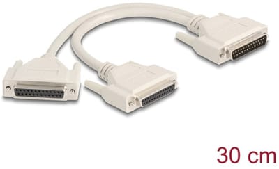 Delock Adapter Y-Cable Splitter D-Sub 25 pin male to 2 x D-Sub 25 pin female with screws 30 cm