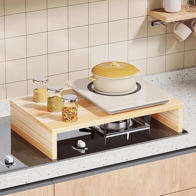 Houten Kookplaat Afdekking - Kookplaat Plank - Keukenruimte Uitbreiden - Massief Grenenhout - 30x20cm - Naturel