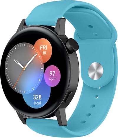 Strap-it Siliconen sport bandje - geschikt voor Huawei Watch GT 2 42mm / GT 3 42mm / GT 3 Pro 43mm - lichtblauw
