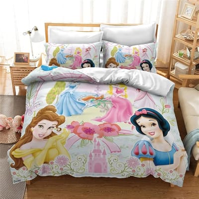 Cinderella Prinses Beddengoed Sets Sneeuwwitje Cinderella Dekbedovertrek En Kussenslopen Cartoon 3D Kinder Meisje Dekbedovertrek Set EU King(240*220cm)3pcs