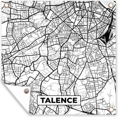 Tuin poster Frankrijk - Kaart - Plattegrond - Stadskaart - Talence - Zwart wit - 200x200 cm - Tuindoek