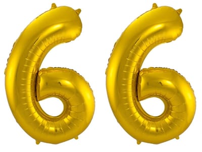 Folieballon 66 jaar - Goud - 86 cm