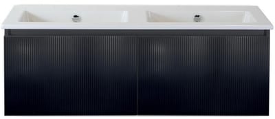 Frozen 3D Badmeubelset 120 cm - Greeplijst in Kleur - Zwart Mat - Keramische Wastafel Wit Zonder Kraangat