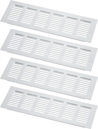 Ventilatierooster Afdekking - Luchtgrille Deksel - Ventilatie Verbeteren - Antislip Groefontwerp - 4 stuks 250x80mm - Zilver