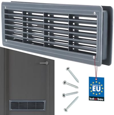 Ventilatierooster 13,5 x 48,8 cm voor Deurventilatie - Kunststof Rooster Grijs