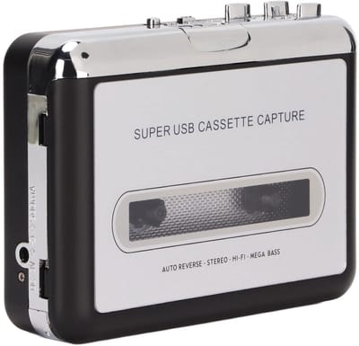 Dailygoods - Recorder Cassette Converter naar MP3 - Draagbare Cassette Audio Muziekspeler - Zilver en Zwart - USB-cassettespeler - Geschikt voor Lapto...