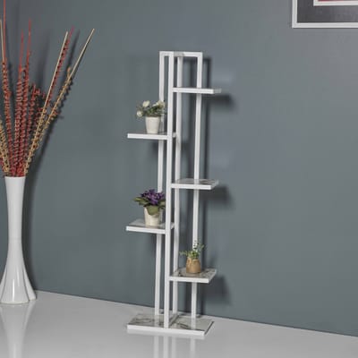 Plantenstandaard Tohmajärvi 120x34x21cm wit en marmer wit