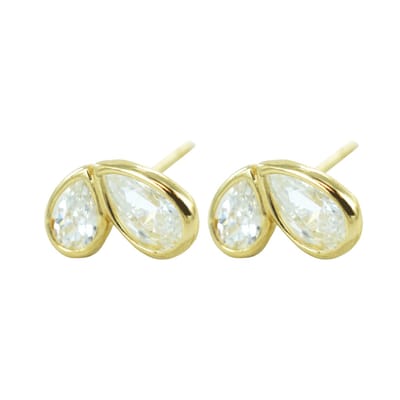 New Bling 9NBSAM-G190081 Gouden Oorknopjes - Dames - Vlinder - Vleugel - Zirkonia - 7,3 x 4,3 mm - 14 Karaat - Goud